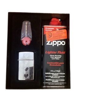 Zippo Silver Lighter with Fluid Set
